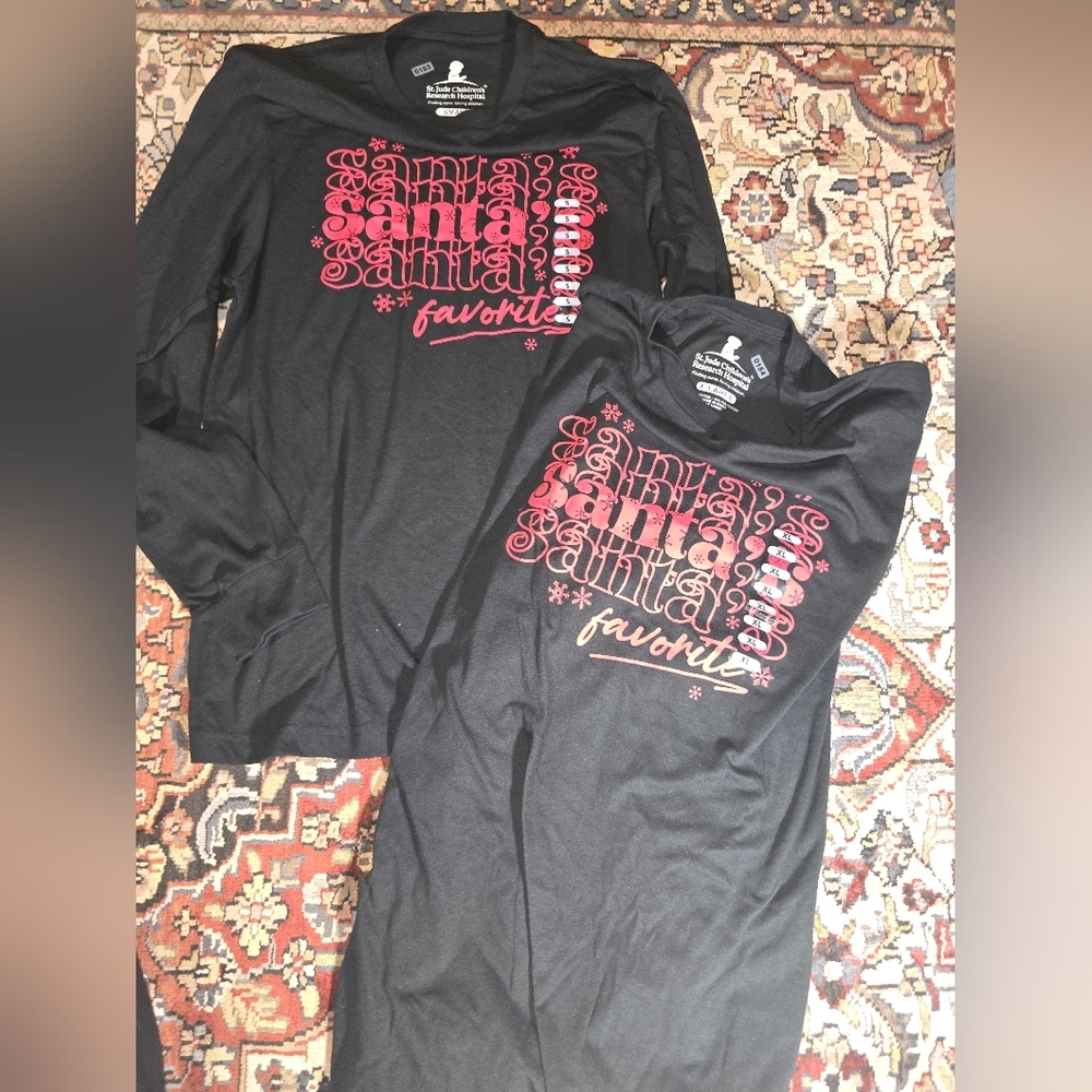 Black Long Sleeve Tee with Red Print